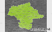Physical 3D Map of Mazowieckie, darken, desaturated