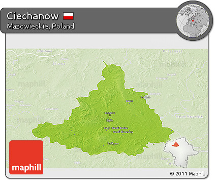 Physical 3D Map of Ciechanow, lighten