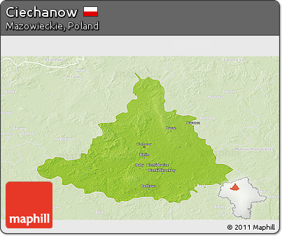 Physical 3D Map of Ciechanow, lighten