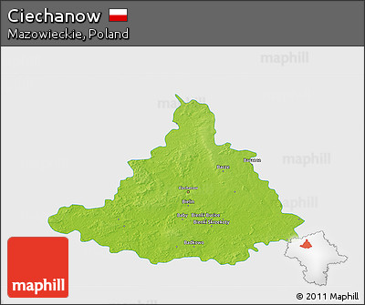 Physical 3D Map of Ciechanow, single color outside