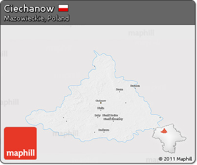 Silver Style 3D Map of Ciechanow, single color outside