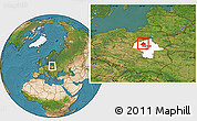 Satellite Location Map of Ciechanow, highlighted parent region
