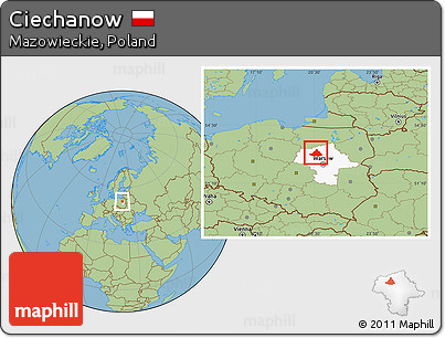 Savanna Style Location Map of Ciechanow, highlighted parent region