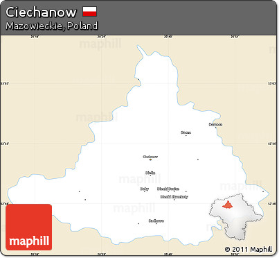 Classic Style Simple Map of Ciechanow, single color outside