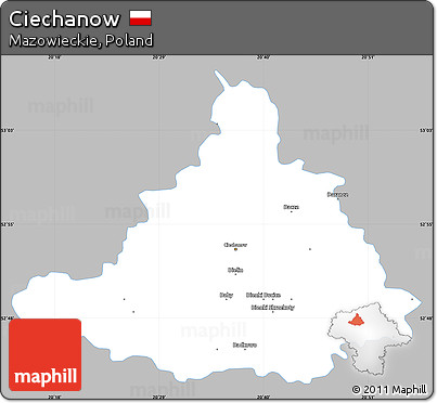 Gray Simple Map of Ciechanow, single color outside