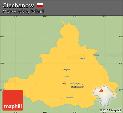 Savanna Style Simple Map of Ciechanow, single color outside