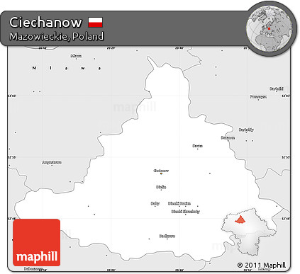Silver Style Simple Map of Ciechanow