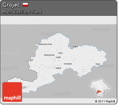 Gray 3D Map of Grojec, single color outside