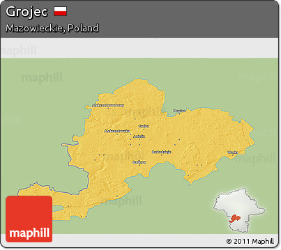 Savanna Style 3D Map of Grojec, single color outside