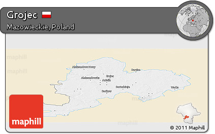 Classic Style Panoramic Map of Grojec, single color outside