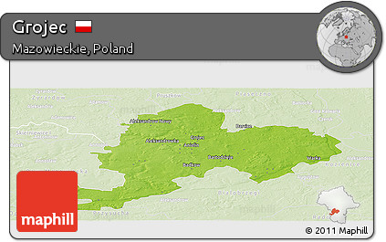 Physical Panoramic Map of Grojec, lighten