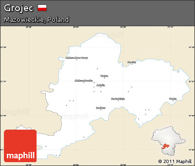 Classic Style Simple Map of Grojec, single color outside