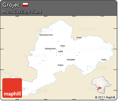 Classic Style Simple Map of Grojec, single color outside