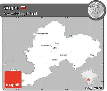 Gray Simple Map of Grojec, single color outside