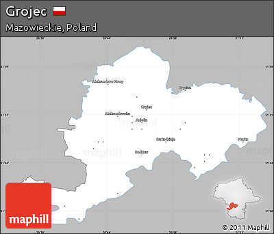 Gray Simple Map of Grojec, single color outside
