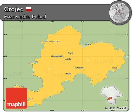 Savanna Style Simple Map of Grojec, single color outside