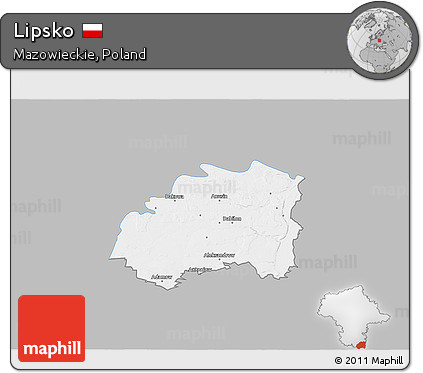 Gray 3D Map of Lipsko, single color outside
