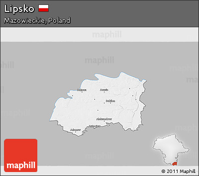 Gray 3D Map of Lipsko, single color outside