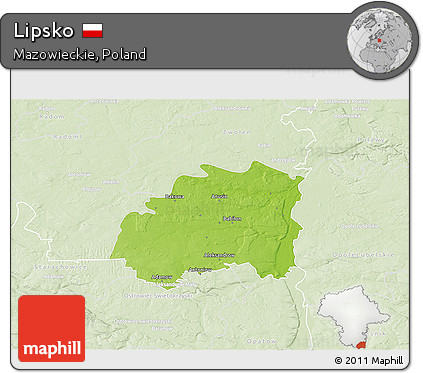 Physical 3D Map of Lipsko, lighten