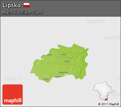 Physical 3D Map of Lipsko, single color outside