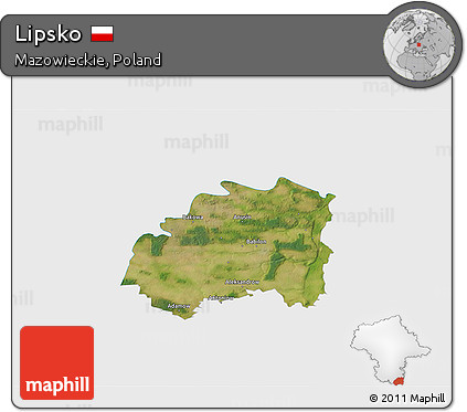 Satellite 3D Map of Lipsko, single color outside