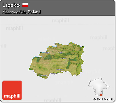 Satellite 3D Map of Lipsko, single color outside