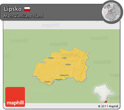 Savanna Style 3D Map of Lipsko, single color outside