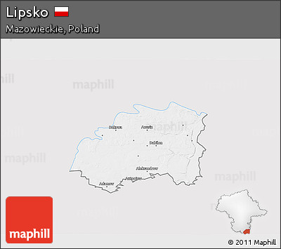 Silver Style 3D Map of Lipsko, single color outside