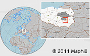 Gray Location Map of Lipsko, highlighted country, highlighted parent region, hill shading