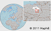 Gray Location Map of Lipsko, highlighted parent region, hill shading