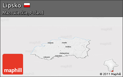 Silver Style Panoramic Map of Lipsko, single color outside