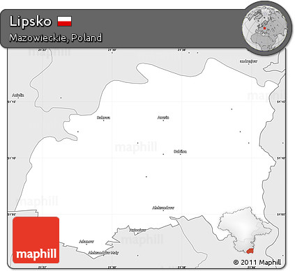 Silver Style Simple Map of Lipsko