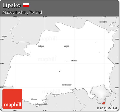 Silver Style Simple Map of Lipsko