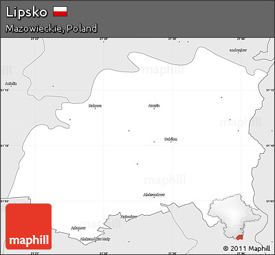 Silver Style Simple Map of Lipsko