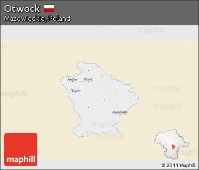Classic Style 3D Map of Otwock, single color outside