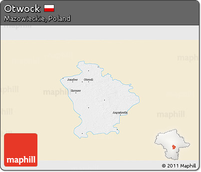 Classic Style 3D Map of Otwock, single color outside