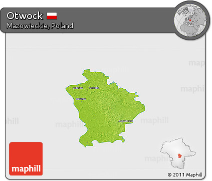 Physical 3D Map of Otwock, single color outside