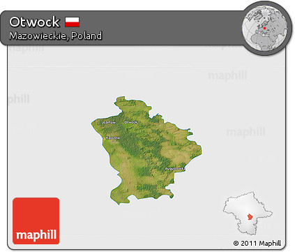 Satellite 3D Map of Otwock, single color outside