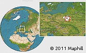 Satellite Location Map of Otwock, highlighted parent region, within the entire country