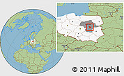 Savanna Style Location Map of Otwock, highlighted country, highlighted parent region