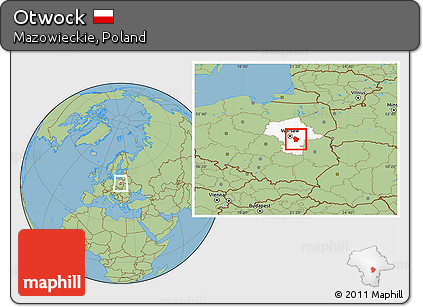 Savanna Style Location Map of Otwock, highlighted parent region
