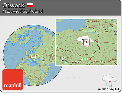 Savanna Style Location Map of Otwock, highlighted parent region