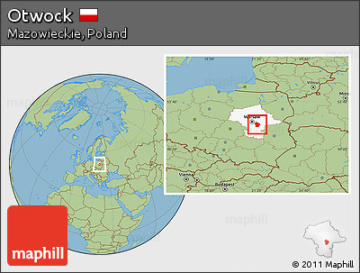 Savanna Style Location Map of Otwock, highlighted parent region