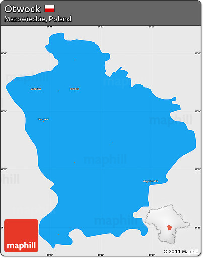 Political Simple Map of Otwock, single color outside