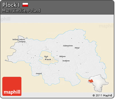 Classic Style 3D Map of Plock I, single color outside
