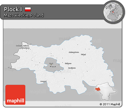 Gray 3D Map of Plock I, single color outside