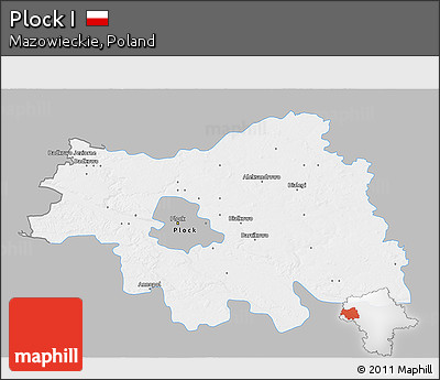 Gray 3D Map of Plock I, single color outside
