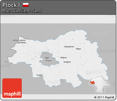 Gray 3D Map of Plock I, single color outside