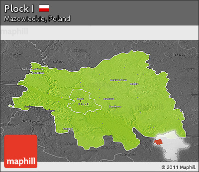 Physical 3D Map of Plock I, darken, desaturated