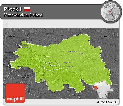 Physical 3D Map of Plock I, darken, desaturated
